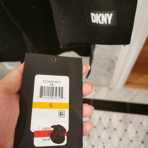 Nwt DKNY Asymmetrical Belted Funnel-Neck Wool Blend Black Coat Women Size Small - Picture 6 of 11